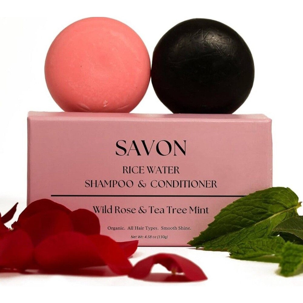 NEW Savon Premium Rice Water Shampoo & Conditioner Bars Organic Paraben-Free